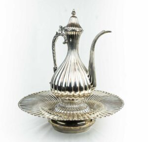 THREE PIECE SILVER EWER WITH A BASIN SET , OTTOMAN, EGYPT, 19TH CENTURY - Image 3