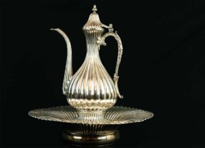 THREE PIECE SILVER EWER WITH A BASIN SET , OTTOMAN, EGYPT, 19TH CENTURY - Image 7