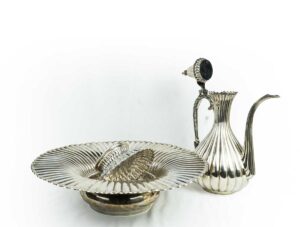 THREE PIECE SILVER EWER WITH A BASIN SET , OTTOMAN, EGYPT, 19TH CENTURY - Image 6
